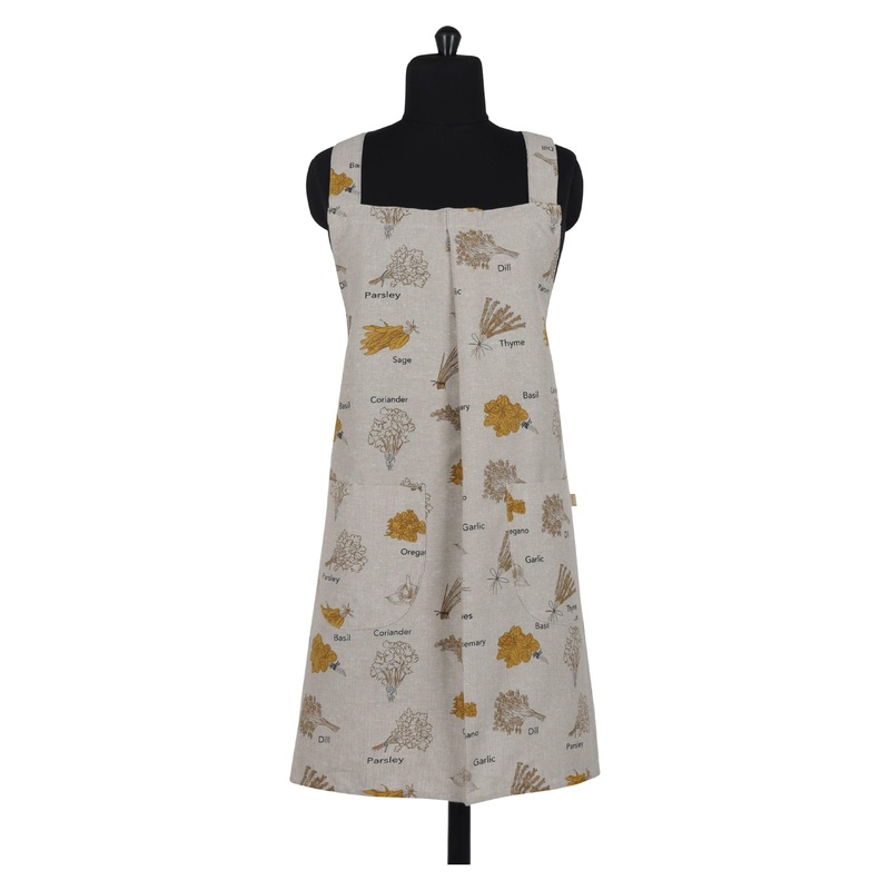 Apron Long Pinafore Herbs Mustard