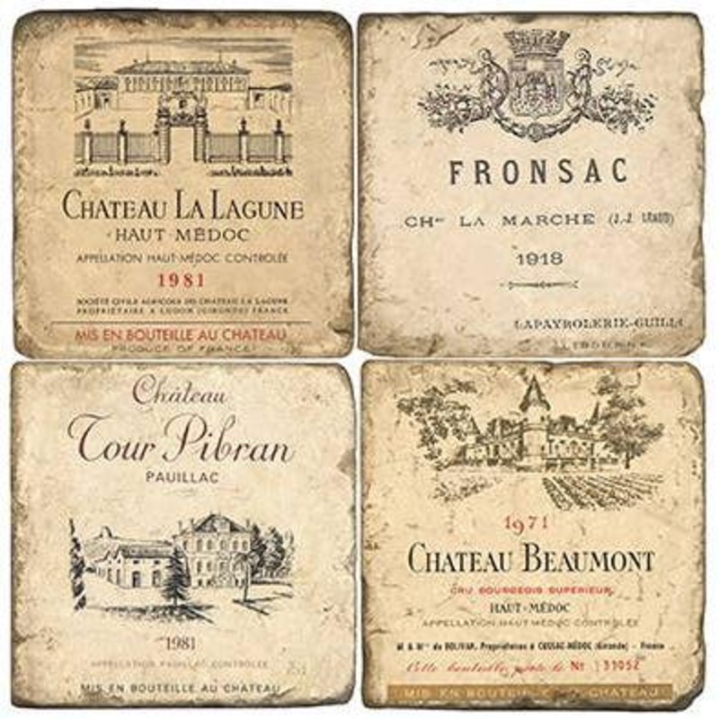 French Wine Tumbled Marble Coaster