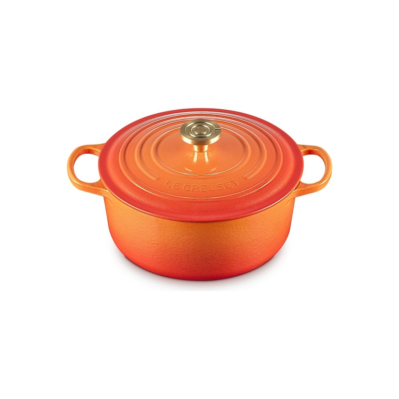 Le Creuset Signature Round Oven 7.25 Qt Flamme Doree Crucible Knob