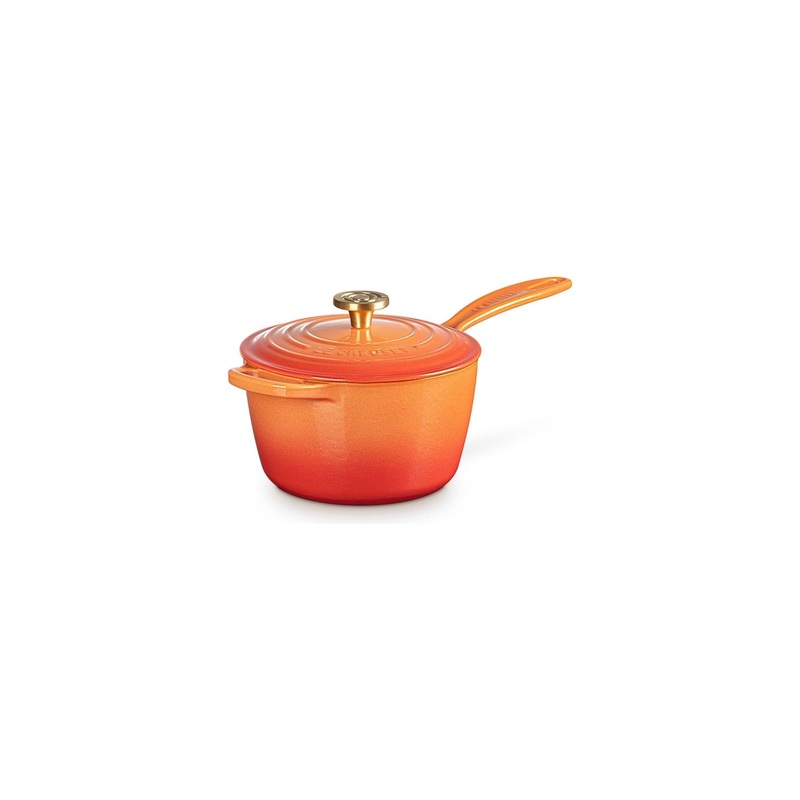 Le Creuset Signature Round Saucepan 2.25 Qt Flamme Doree Crucible Knob