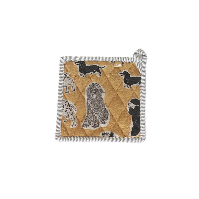 Pot Holder / Trivet Dog Print- Yellow Sunset