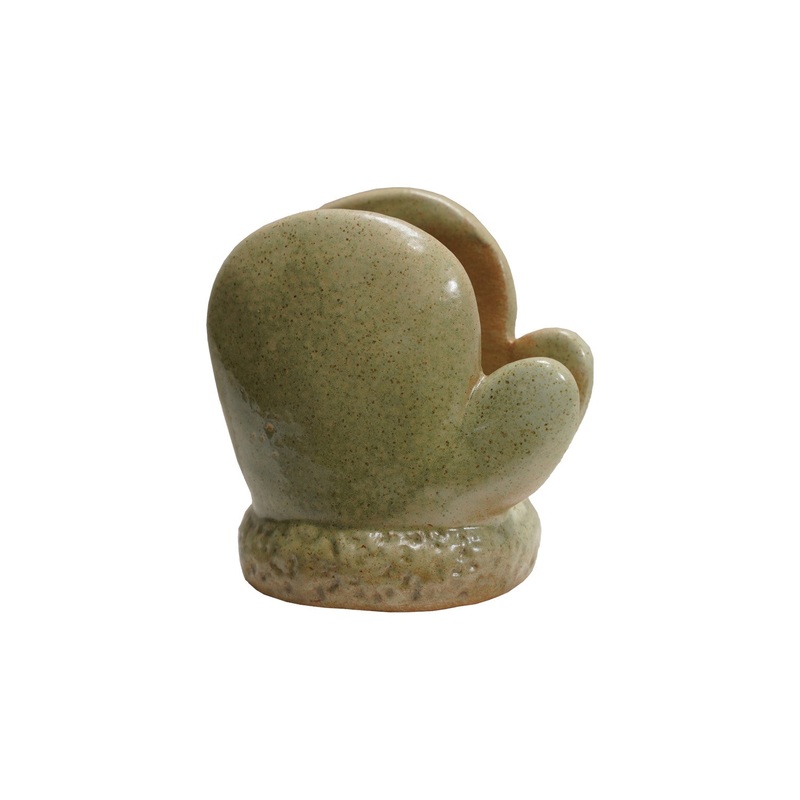 Stoneware Mitten Shaped Sponge Holder, Green (Each Will Vary)