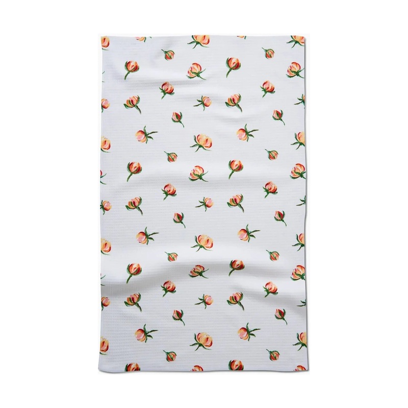 Yellow Rosebuds Geometry Tea Towel