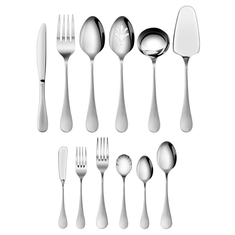 RAIN Series 47-Piece Flatware Set, Stainless Steel, Matte Finish Handle