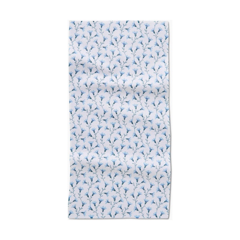 Trailing Flowers in Blue Bar Towel