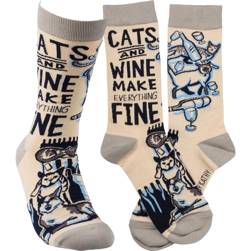 Primitives By Kathy - "Cats and Wine" Socks