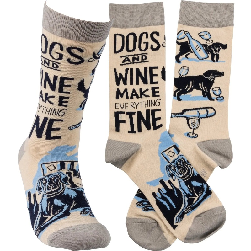 Primitives By Kathy - "Dogs & Wine" Socks