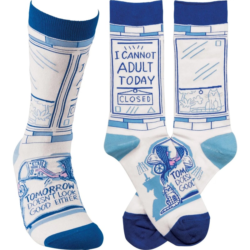 Primitives By Kathy - "I Cannot Adult Today" Socks