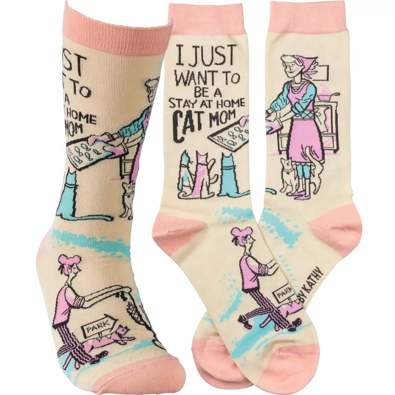 Primitives By Kathy -"Stay At Home Cat Mom" Socks
