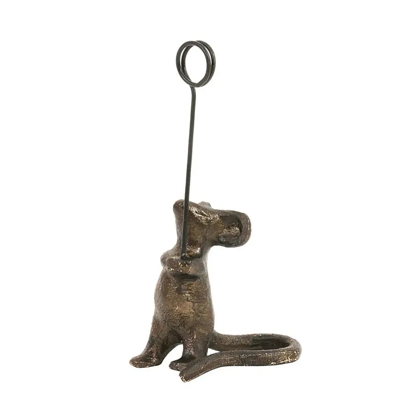 Cast Iron Mouse Card Holder 4" Tall