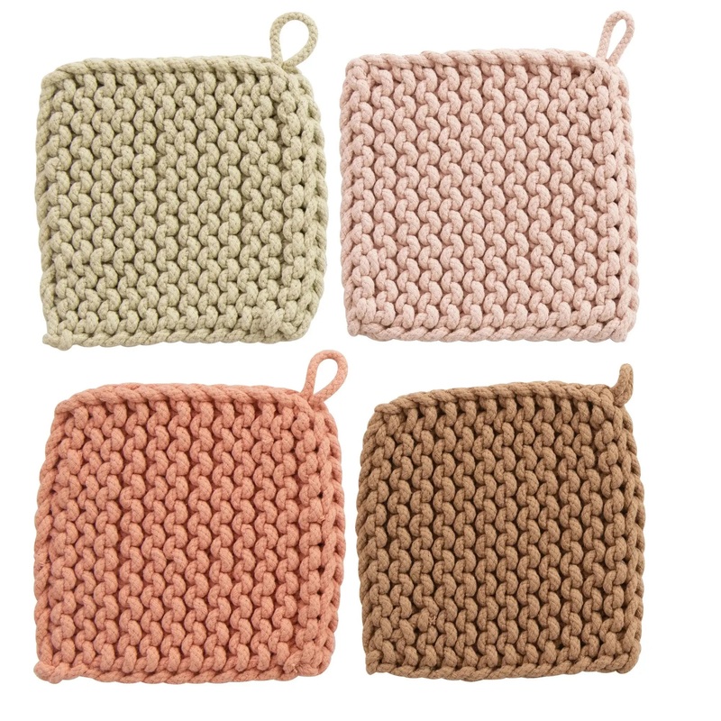 8" Square Cotton Crochet, 4 Colors