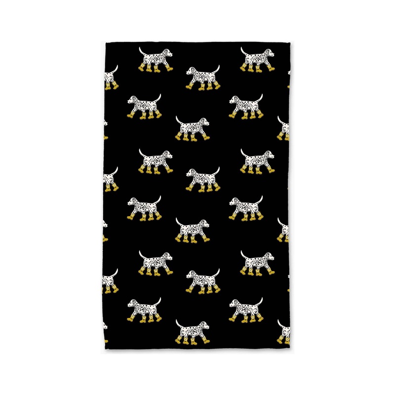 Dalmatian In Boots Black Tea Towel