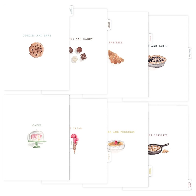 Dessert Recipe Binder Index Tab Dividers: Standard (8.5x11")