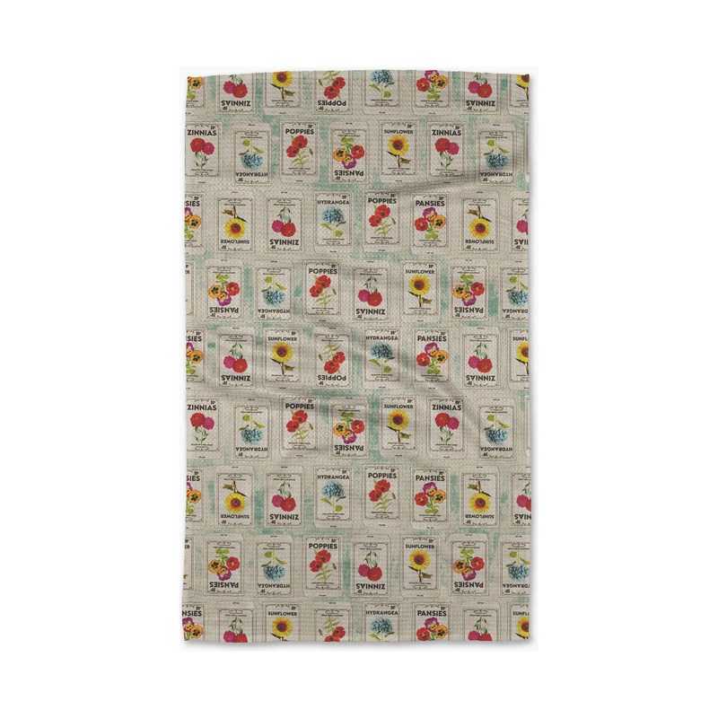 Flower Seed Packs Tea Towel