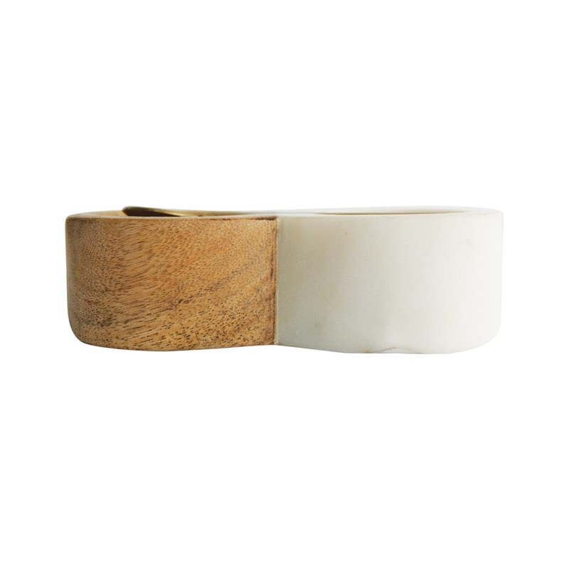 Mango Wood & Marble Pinch Pot w/ Brass Spoon