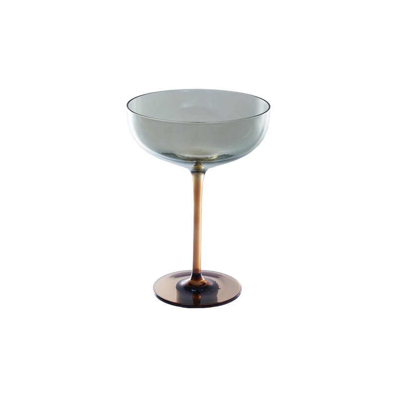 Martini Glass, Iridescent Finish, Amber Color & Green, 8 oz.