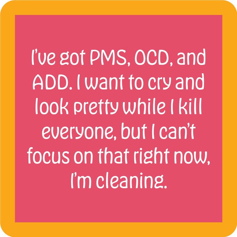 PMS OCD ADD Coaster| Funny Party Gift | Home Bar Decor