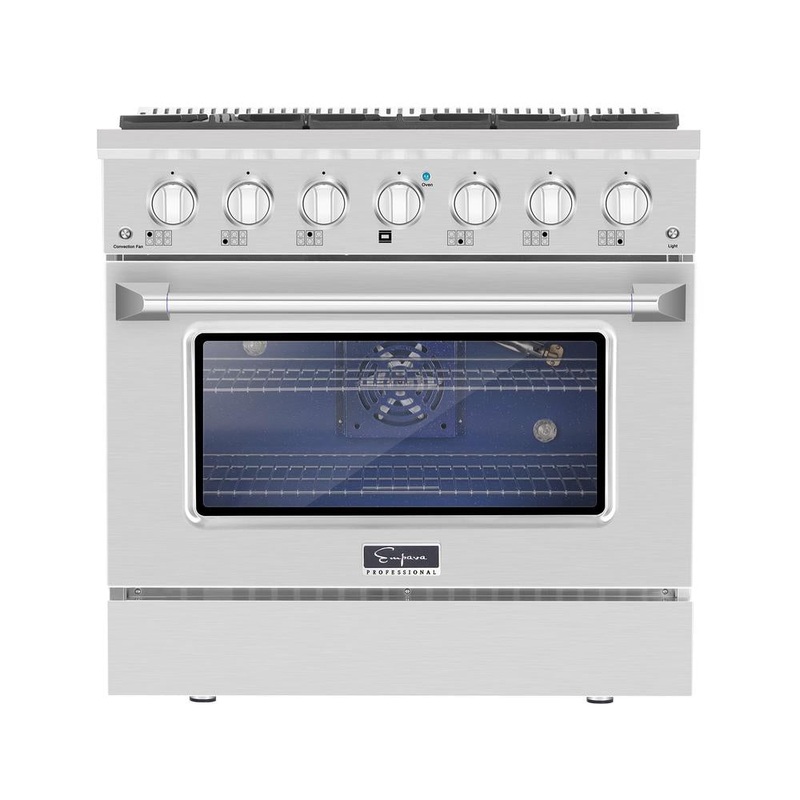Empava 36 In. Pro-Style Freestanding Gas on Gas Range in Stainless Steel (36GR08)