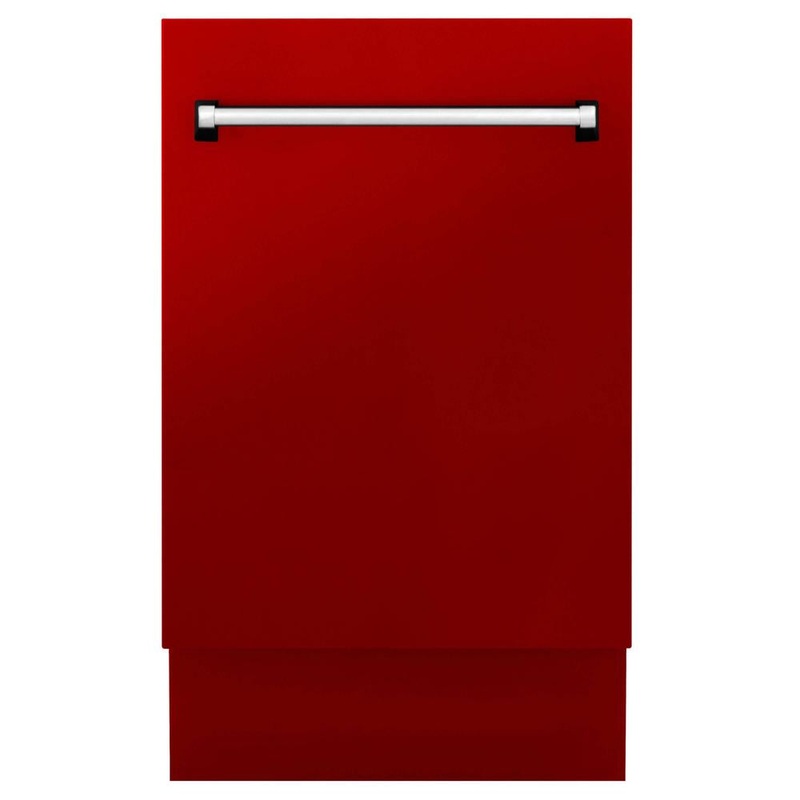 ZLINE 18 in. Tallac Series 3rd Rack Top Control Built-In Dishwasher in Red Gloss with Stainless Steel Tub, 51dBa (DWV-RG-18)