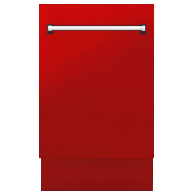 ZLINE 18 in. Tallac Series 3rd Rack Top Control Built-In Dishwasher in Red Matte with Stainless Steel Tub, 51dBa (DWV-RM-18)