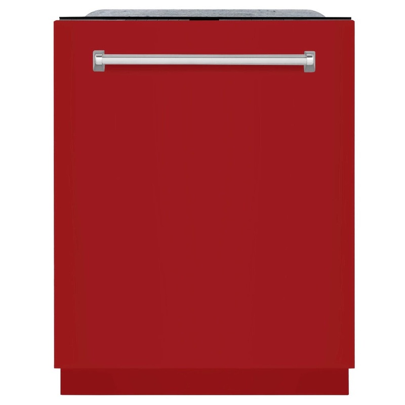 ZLINE 24 in. Monument Series 3rd Rack Top Touch Control Dishwasher in Red Gloss with Stainless Steel Tub, 45dBa (DWMT-RG-24)