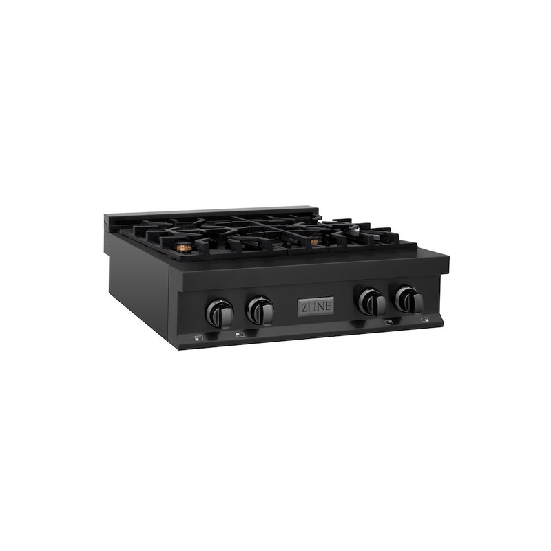 ZLINE 30 in. Legacy Gas Rangetop with 4 Brass Burners and Porcelain Cooktop in Black Stainless Steel (RTB-BR-30)