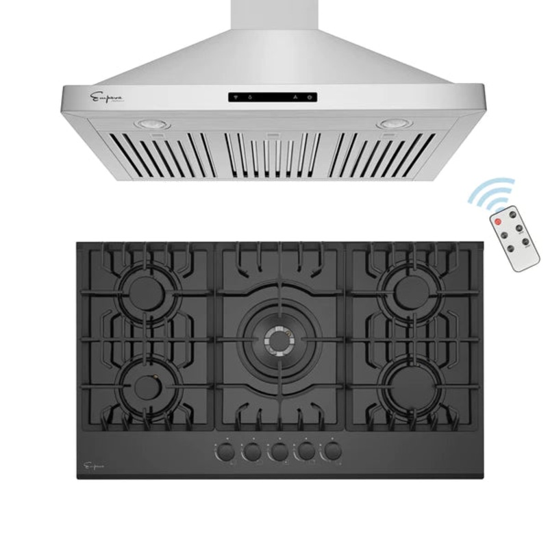 Empava 36 in. 2 Piece Kitchen Package with 36 in. Gas Cooktop and 36 in. Wall Mount Range Hood (EMPV-36GC36RH04)
