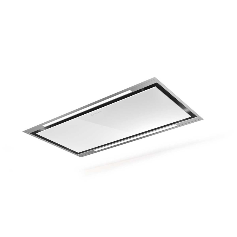 Faber Stratus Isola White Glass Ceiling Mount Island Range Hood With Size Options