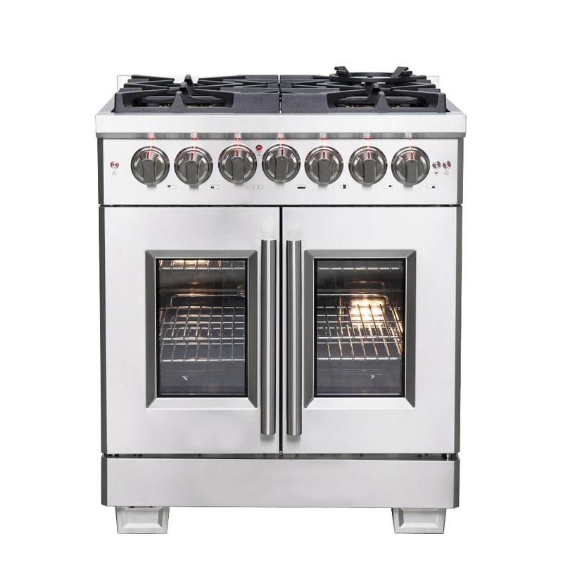 Forno Capriasca 30 in. 4.32 cu. ft. French Door Freestanding Dual Fuel Range with Gas Stove and Electric Oven in Stainless Steel (FFSGS6387-30)