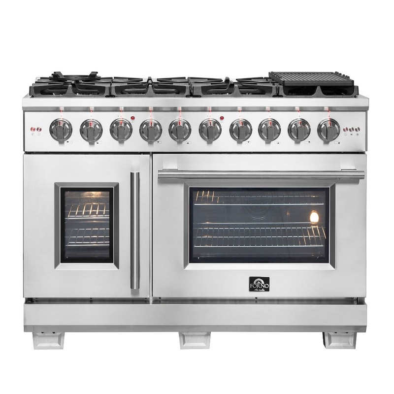 Forno Capriasca 48 in. 6.58 cu. ft. Left Swing Door Freestanding All Gas Range in Stainless Steel (FFSGS6460-48)