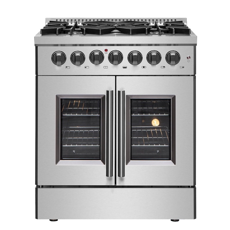 Forno Galiano 30 in. 4.32 cu. ft. French Door Freestanding Dual Fuel Range with Gas Stove and Electric Oven in Stainless Steel (FFSGS6356-30)