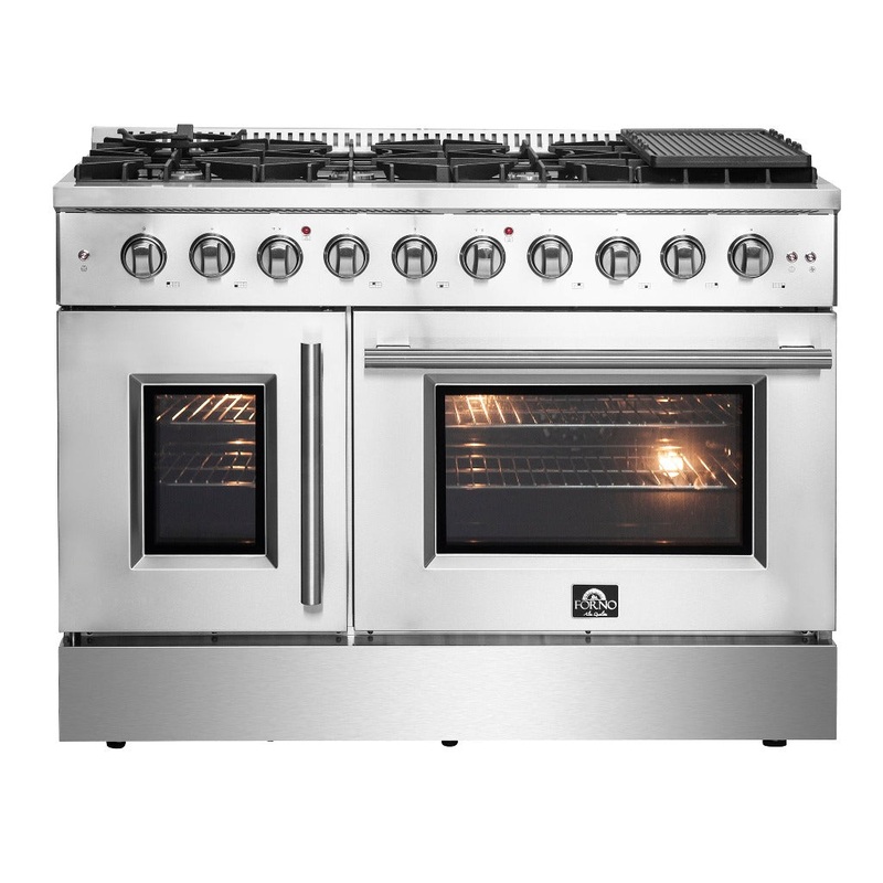 Forno Galiano 48 in. 6.58 cu. ft. Left Swing Door Freestanding All Gas Range in Stainless Steel (FFSGS6444-48)