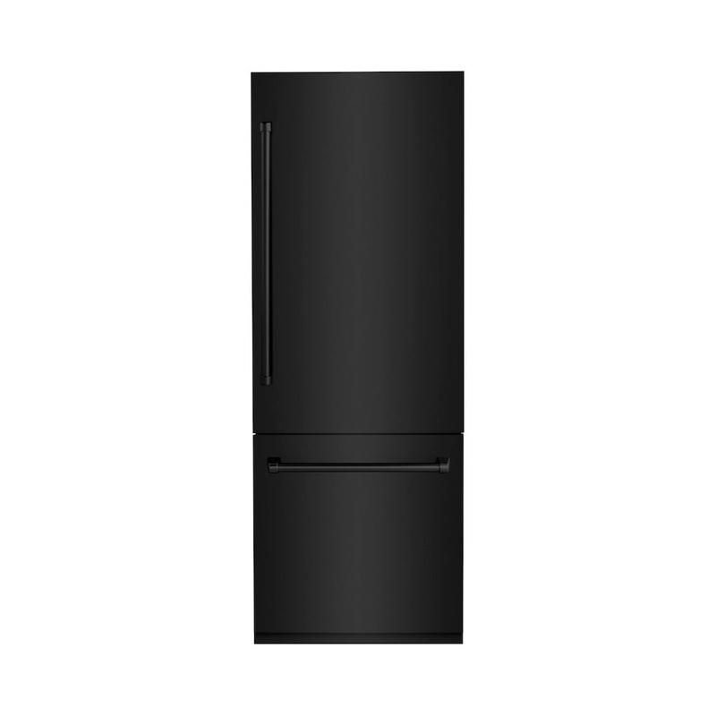 ZLINE 30 in. 16.1 cu. ft. Built-In Bottom Freezer Refrigerator with Water Dispenser and Ice Maker in Black Stainless Steel (RBIV-BS-30)