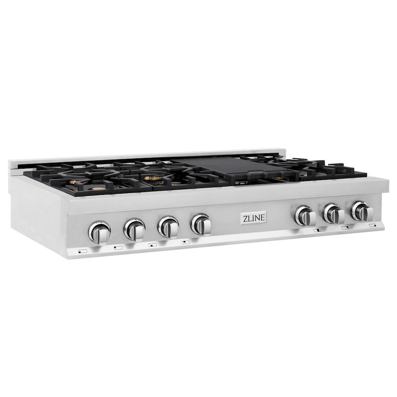 ZLINE 48 in. Legacy Gas Rangetop with 6 Brass Burners and Porcelain Cooktop in Stainless Steel (RT-BR-48)