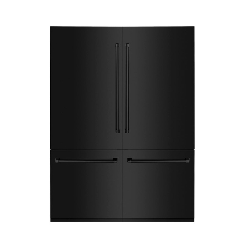 ZLINE 60 in. 32.2 cu. ft. French Door Built-In Bottom Freezer Refrigerator with Water Dispensers and Ice Makers in Black Stainless Steel (RBIV-BS-60)