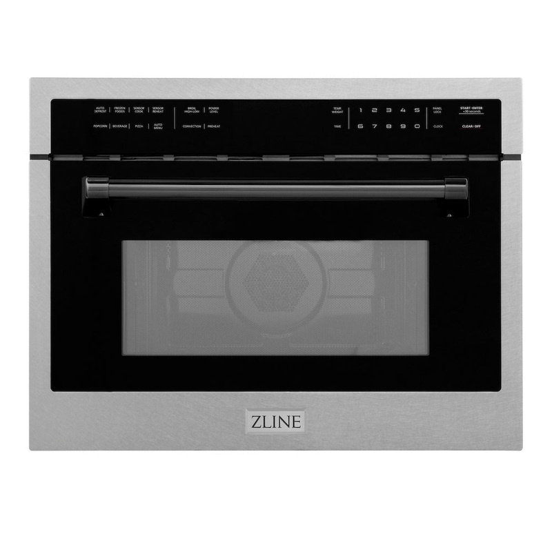 ZLINE Autograph Edition 24 in. 1.6 cu ft. Built-in Convection Microwave Oven in Satin Stainless Steel with Matte Black Accents (MWOZ-24-SS-MB)