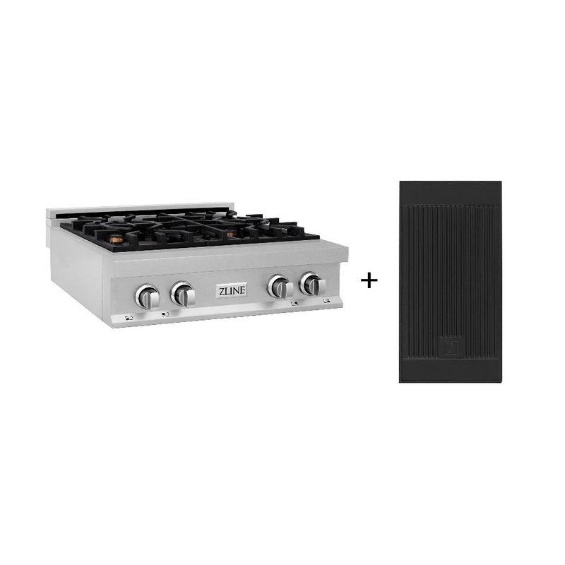ZLINE 30 in. Legacy Gas Rangetop with 4 Brass Burners and Porcelain Cooktop in Stainless Steel with Griddle (RT-BR-GR-30)