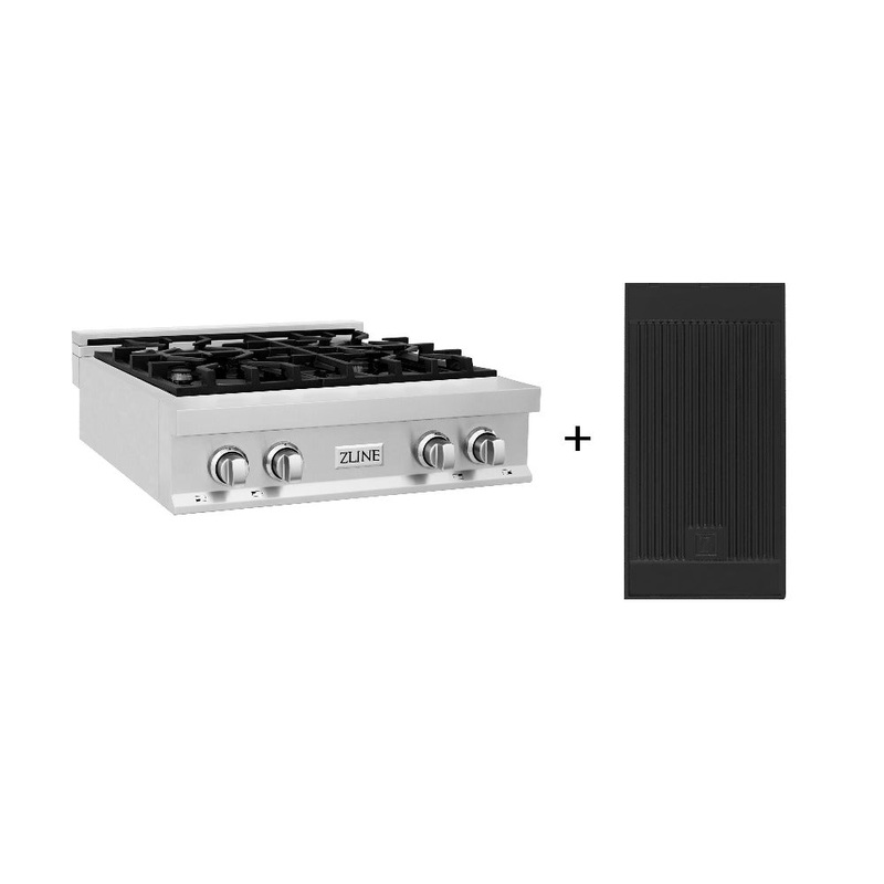 ZLINE 30 in. Legacy Gas Rangetop with 4 Burners and Porcelain Cooktop in Stainless Steel with Griddle (RT-GR-30)