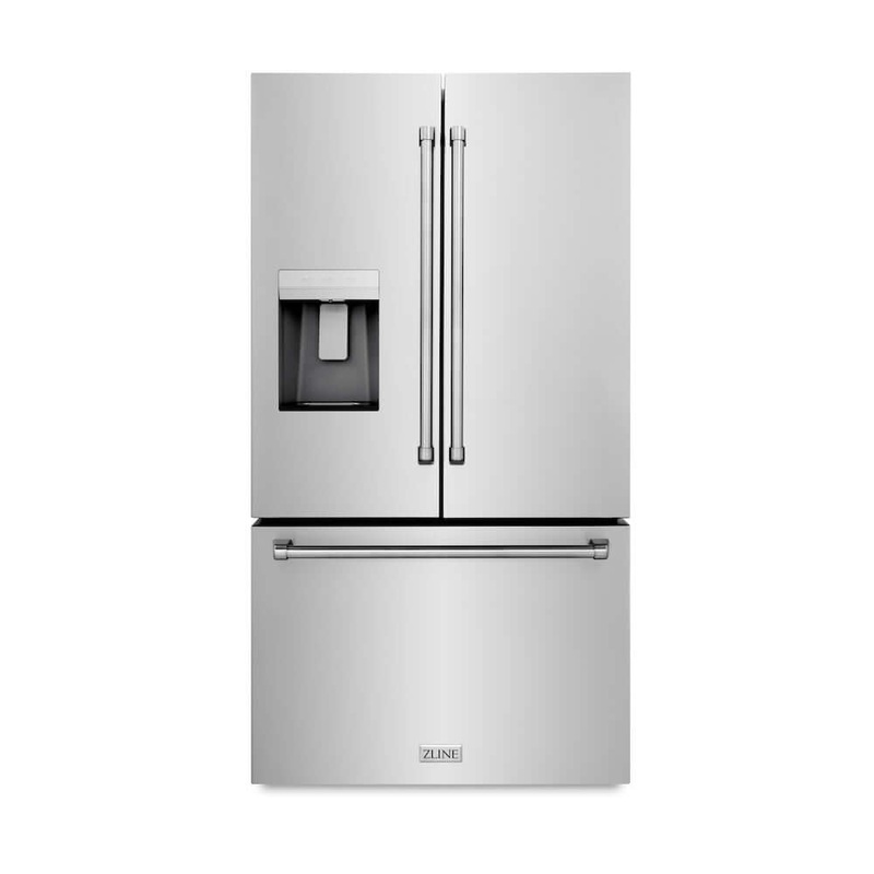 ZLINE 36 in. 28.9 cu. ft. Standard-Depth French Door External Water Dispenser Refrigerator with Dual Ice Maker in Fingerprint-Resistant Black Stainless Steel (RSM-W-36-BS)