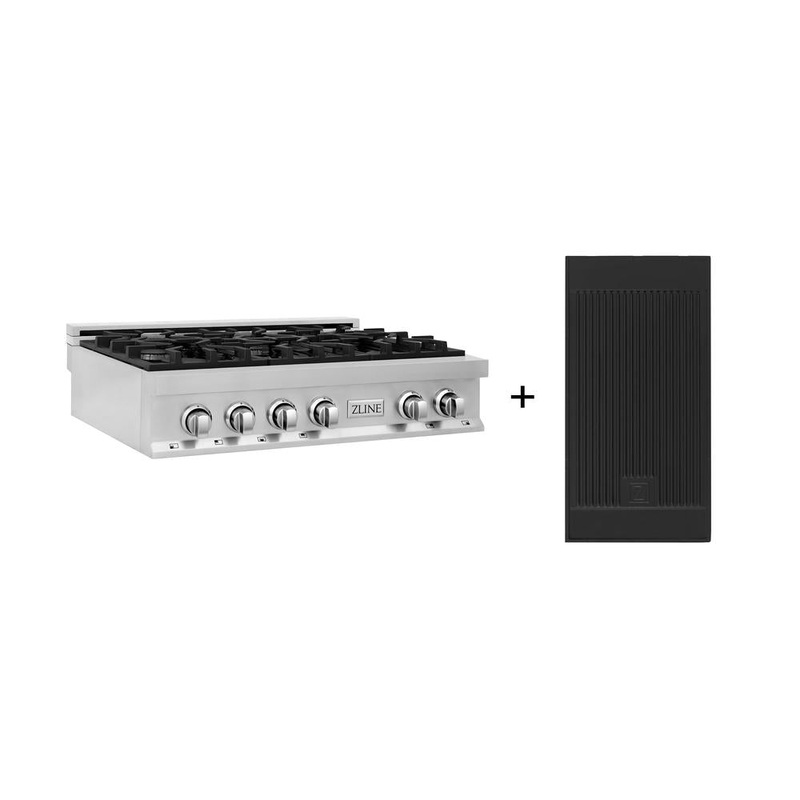 ZLINE 36 in. Legacy Gas Rangetop with 6 Burners and Porcelain Cooktop in Stainless Steel with Griddle (RT-GR-36)