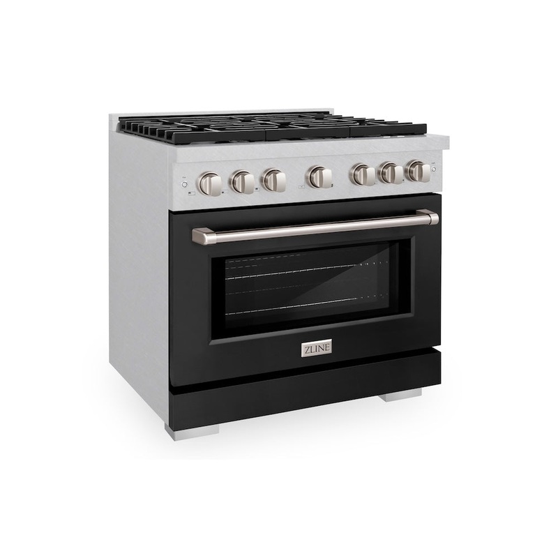 ZLINE 36 in. 5.2 cu. ft. Paramount Dual Fuel Range with 6 Burner Gas Cooktop and Electric Convection Oven in Satin Stainless Steel (SDRS-36)