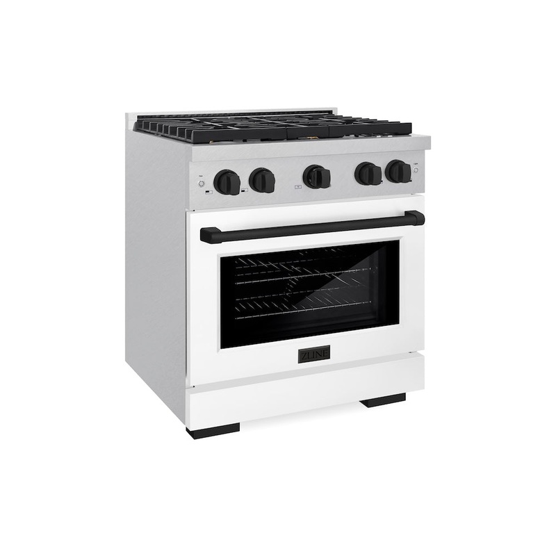 ZLINE Autograph Edition 30 in. 4.2 cu. ft. Paramount Dual Fuel Range with 4 Burner Gas Cooktop and Electric Convection Oven in Satin Stainless Steel with Champagne Bronze Accents (SDRSZ-30-CB)