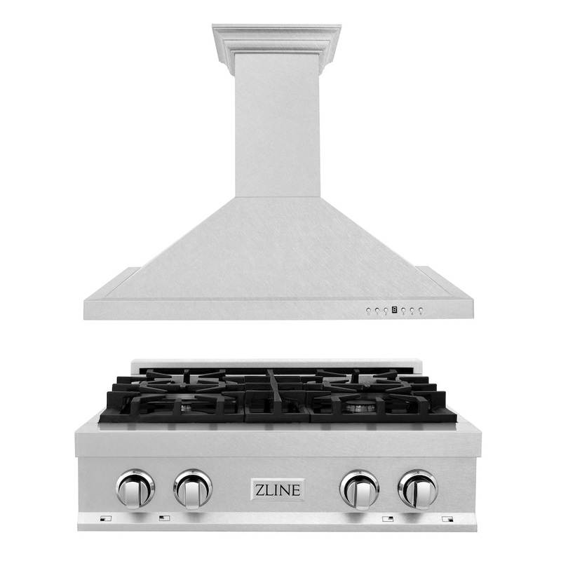 ZLINE Kitchen Package with 30 in. Satin Stainless Steel Rangetop and Convertible Range Hood (2KP-RTSRH30)