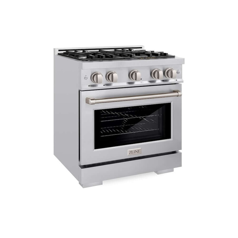 ZLINE 30 in. 4.2 cu. ft. Select Dual Fuel Range with 4 Burner Gas Cooktop and Electric Convection Oven in Stainless Steel (HDR30)