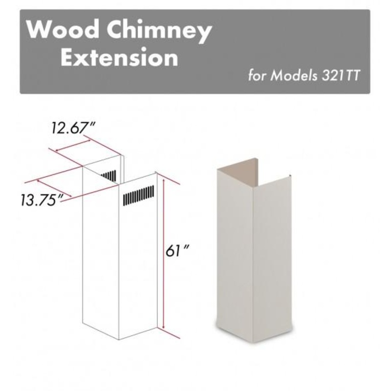 ZLINE 61 in. Wooden Chimney Extension for Ceilings up to 12.5 ft. (321TT-E)