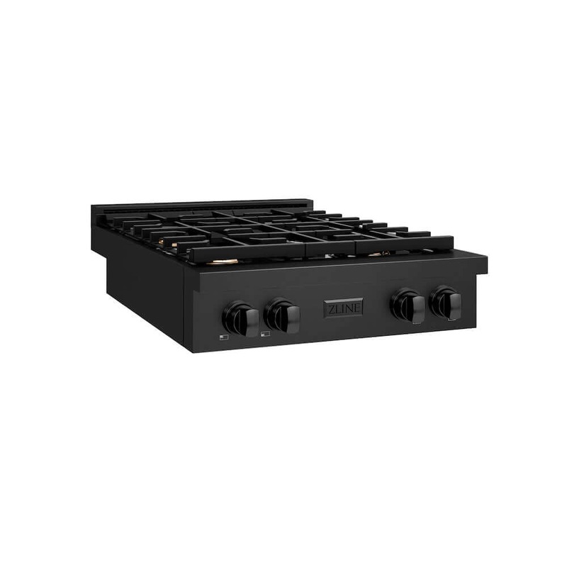 ZLINE 30 in. Paramount Gas Rangetop with 4 Brass Burners and Porcelain Cooktop in Black Stainless Steel (SRTB-BR-30)