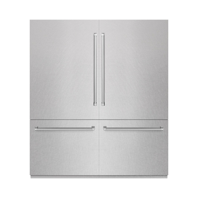 ZLINE 72 in. 39.6 cu. ft. French Door Built-In Bottom Freezer Refrigerator with Water Dispensers and Ice Makers in Satin Stainless Steel (RBIT-SN-72)