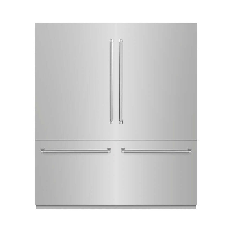 ZLINE 72 in. 39.6 cu. ft. French Door Built-In Bottom Freezer Refrigerator with Water Dispensers and Ice Makers in Stainless Steel (RBIT-304-72)