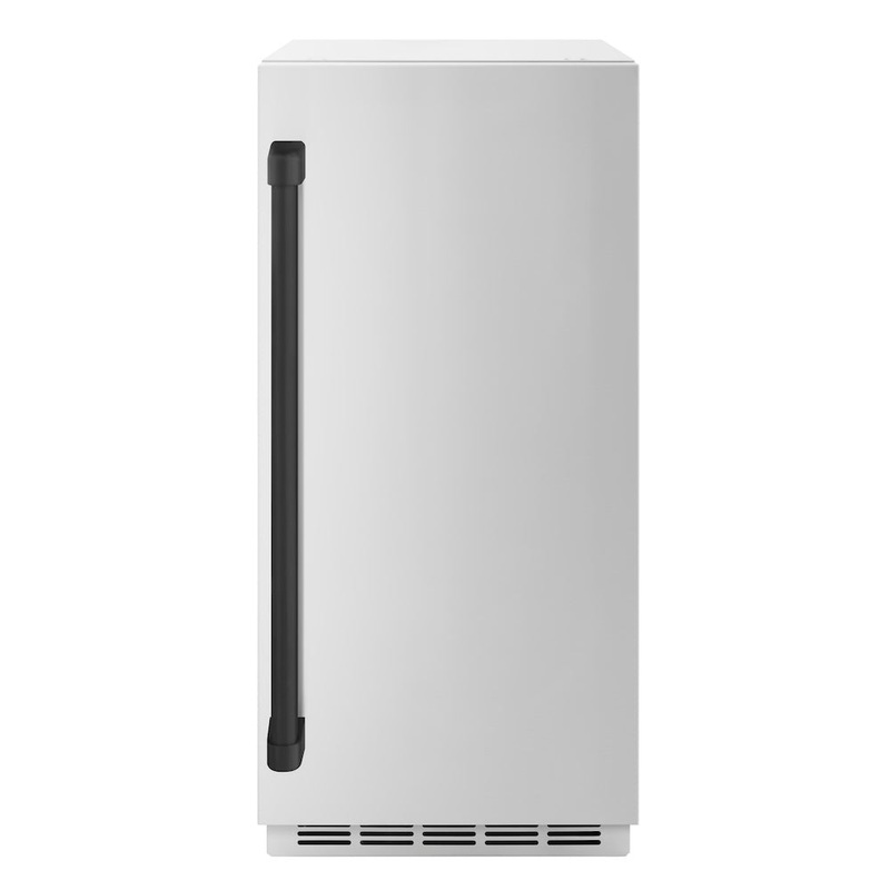 ZLINE Autograph Edition 15 in. Touchstone Clear Cube Ice Maker with Drain Pump and Solid Stainless Steel Door with Matte Black Handle (ICCDZ-ST-15-MB)