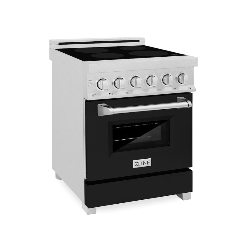 ZLINE 24 in. 2.8 cu. ft. Legacy Induction Range with 4 Element Cooktop and Electric Oven in Satin Stainless Steel and Black Matte Door (RAINDS-BLM-24)